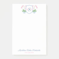Elegantes Watercolor Rosa Orchid Pink Blue Monogra