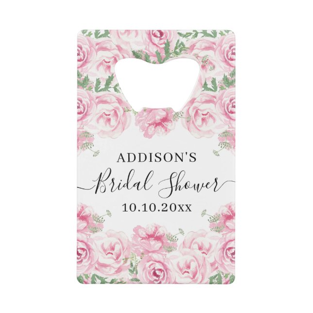 Elegantes Watercolor-Rose-Brautparty Geldbeutel Flaschenöffner (Vorderseite)