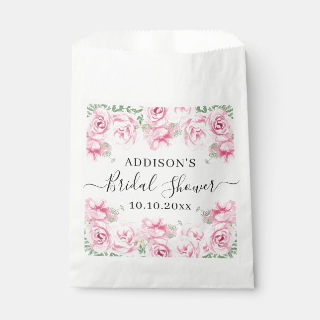 Elegantes Watercolor-Rose-Brautparty Geschenktütchen (Vorderseite)