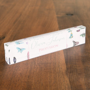 Elegantes Watercolor Schmetterlinge Schönes Design Namensplakette