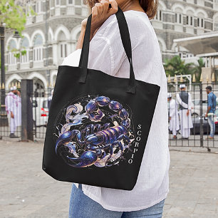 Elegantes Watercolor Scorpio Zodiac Black Tasche
