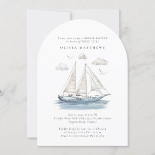 Elegantes Watercolor Segelyacht-Brautparty Einladung