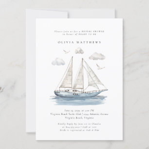 Elegantes Watercolor Segelyacht-Brautparty Einladung