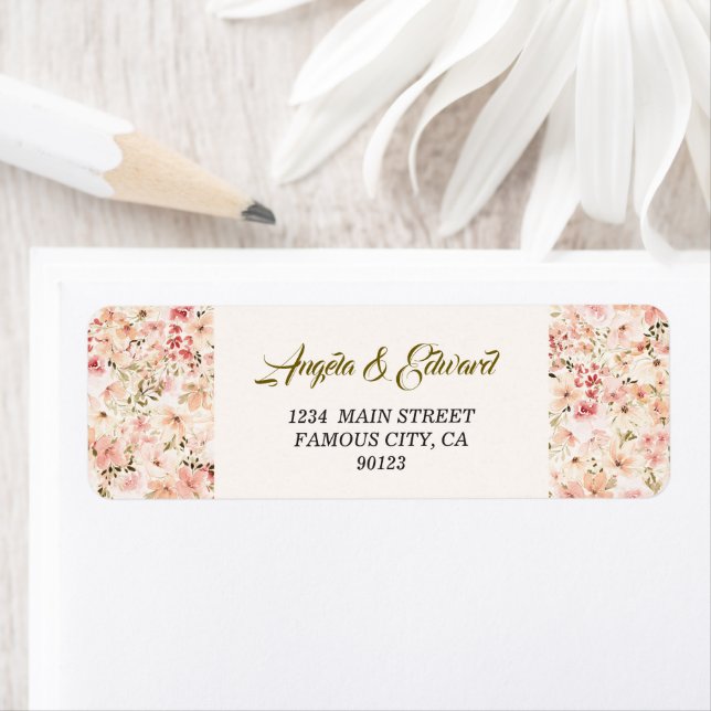 Elegantes Watercolor Small Florals Adresslabel (Insitu)