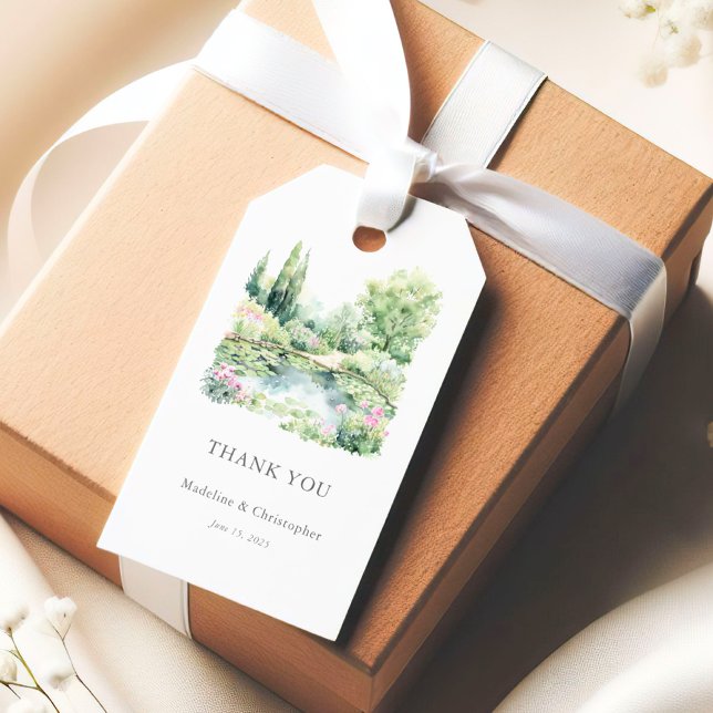 Elegantes Watercolor Sommergarten Landschaft Geschenkanhänger (Von Creator hochgeladen)