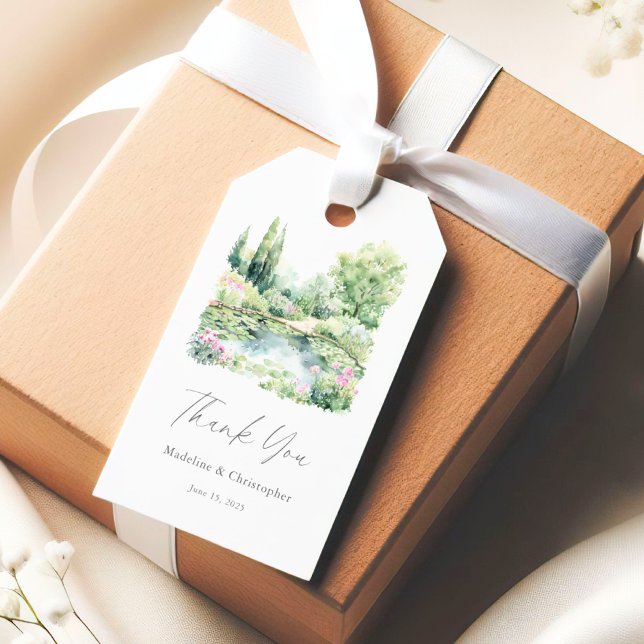 Elegantes Watercolor Sommergarten Landschaft Geschenkanhänger (Von Creator hochgeladen)