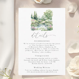Elegantes Watercolor Sommergarten Landschaft Hochz Begleitkarte