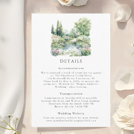 Elegantes Watercolor Sommergarten Landschaft Hochz Begleitkarte