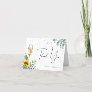Elegantes Watercolor Sonnenblumen Brautparty Dankeskarte