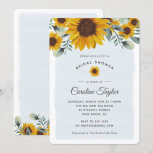 Elegantes Watercolor Sonnenblumen Brautparty Einladung