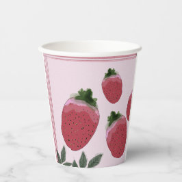 Elegantes Watercolor Strawberry Birthday Party Pap Pappbecher