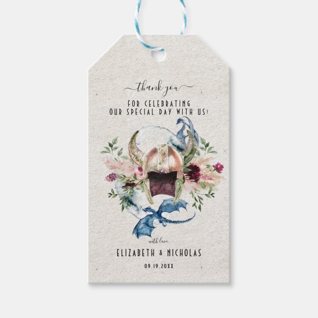 Elegantes Watercolor Viking | Hochzeit Danke Geschenkanhänger (Vorderseite)