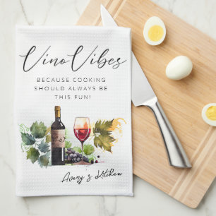 Elegantes Watercolor Vino Weinroute Mendrisiotto Geschirrtuch