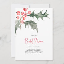 Elegantes Watercolor Weihnachten Holly Brautparty