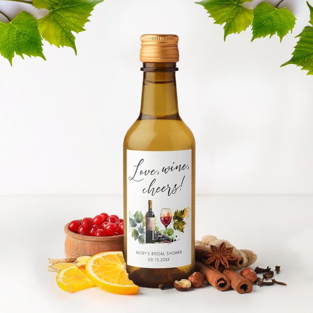 Elegantes Watercolor Weinkeller Brautparty Weinetikett (Von Creator hochgeladen)