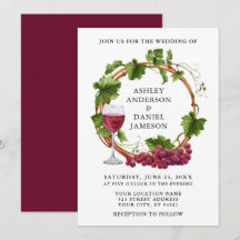 Elegantes Watercolor Weintrauben Hochzeit des Holz