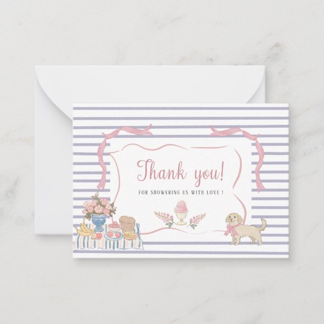 Elegantes Watercolor Whimsical Summer Doodles baby Mitteilungskarte (Vorderseite)