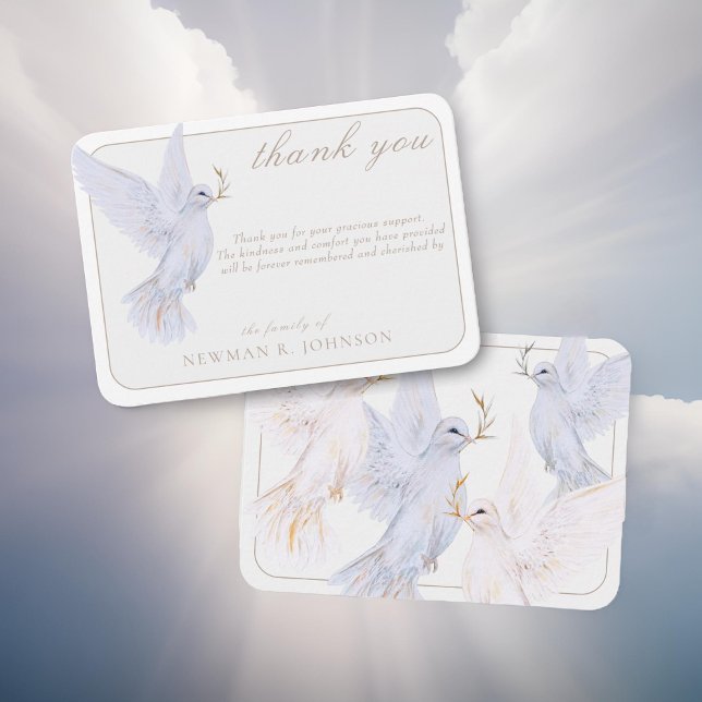 Elegantes Watercolor White Dove Memorial Vielen Da Mitteilungskarte (Von Creator hochgeladen)