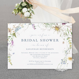 Elegantes Watercolor Wildblume Brautparty Einladung