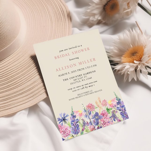 Elegantes Watercolor-Wildblumen-Brautparty Einladung (Elegant Watercolor Wildflowers Bridal Shower Invitation )