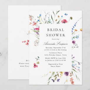 Elegantes Watercolor Wilde Blume Brautparty Einladung