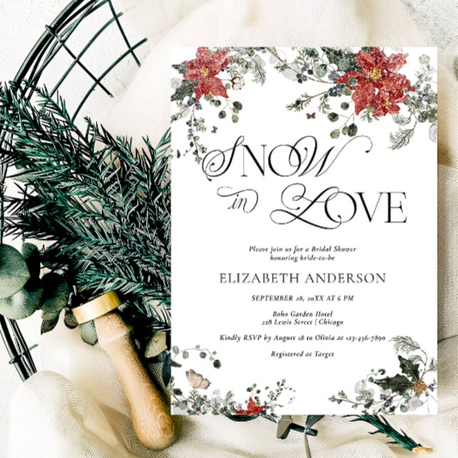 Elegantes Watercolor Winter Floral Brautparty Einladung (Von Creator hochgeladen)