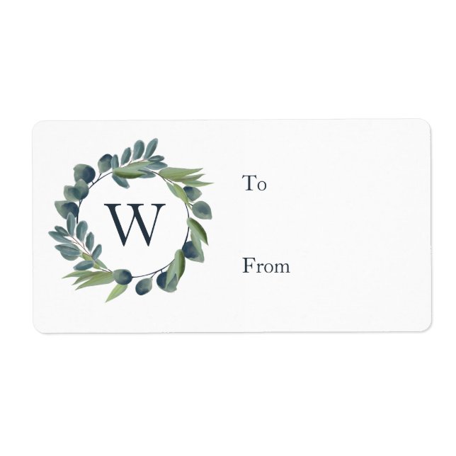 Elegantes Watercolor Winter Foliage Wreath Monogra (Vorne)
