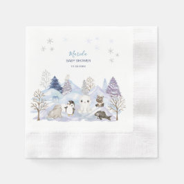Elegantes Watercolor Winter Winterarktische Tiere  Serviette
