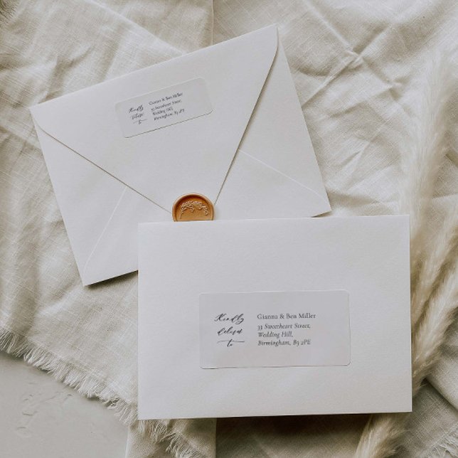 Elegantes Wedding Address Label mit Kalligrafie Adressaufkleber (Von Creator hochgeladen)