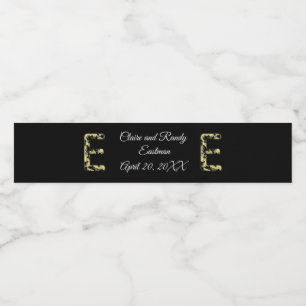 Elegantes Wedding Black and Gold Letter E Monogram