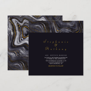 Elegantes Wedding Gray Gold Agate Marmormuster Einladung