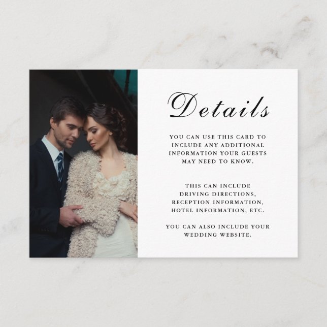 Elegantes Wedding Guest Details Imitate Marble Fot Begleitkarte (Vorderseite)