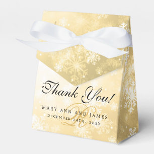Elegantes Wedding Monogram Gold Winter Wonderland Geschenkschachtel