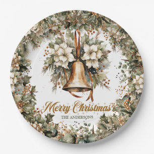 Elegantes Weibchen, goldenes Imitat Weihnachtsgloc Pappteller
