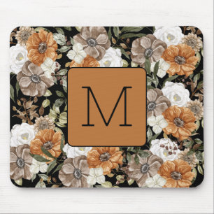 Elegantes weibliches Aussehen Schwarz-Braun-Initia Mousepad