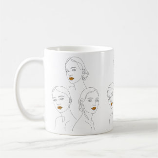 Elegantes weibliches Linienkunst-Trio, minimalisti Kaffeetasse