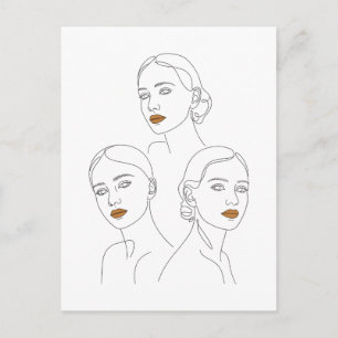 Elegantes weibliches Linienkunst-Trio, minimalisti Postkarte