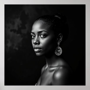 Elegantes weibliches Portrait - Holzkohle Schwarz  Poster