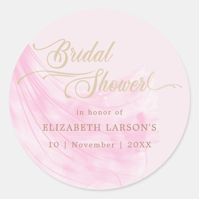 Elegantes, weich rosa Hochzeitskleid Brautparty Runder Aufkleber (Vorderseite)