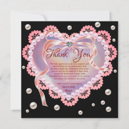 Elegantes, weiches Pastel Rosa Herz Hochzeit Jahre Dankeskarte