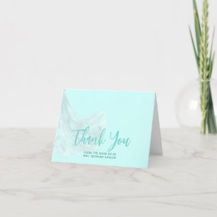 Elegantes, weiches türkis Hochzeitskleid Brautdusc Dankeskarte