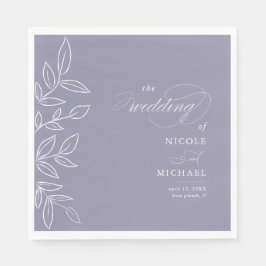 Elegantes, weiches Violet Minimalistische Blätter Serviette