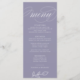 Elegantes, weiches Violet Minimalistisches Blätter Menükarte