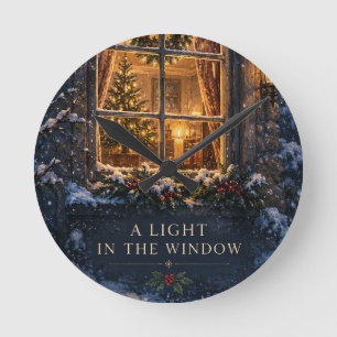 Elegantes Weihnachten, gemütliches Licht im Winter Runde Wanduhr
