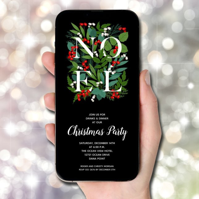 Elegantes WEIHNACHTEN Grün Weihnachten Party Einladung (Elegant NOEL Greenery Christmas Party Invitations - INSTANT DOWNLOAD and/or PRINTED)