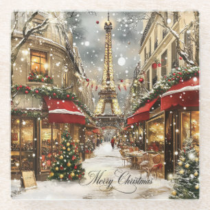 Elegantes Weihnachten in Paris Urlaub Glasuntersetzer