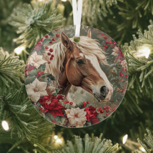 Elegantes Weihnachten mit Pferden Ornament Aus Glas