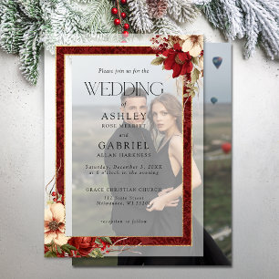 Elegantes Weihnachten Rot Damast Blumenmuster