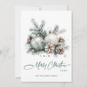 Elegantes Weihnachten Salbei Grüner Schmuck Gruß