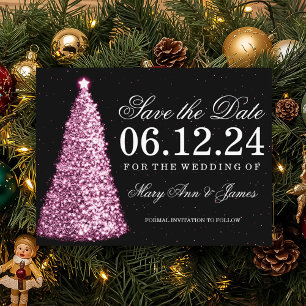 Elegantes Weihnachten Save the Date Rosa Ankündigungspostkarte